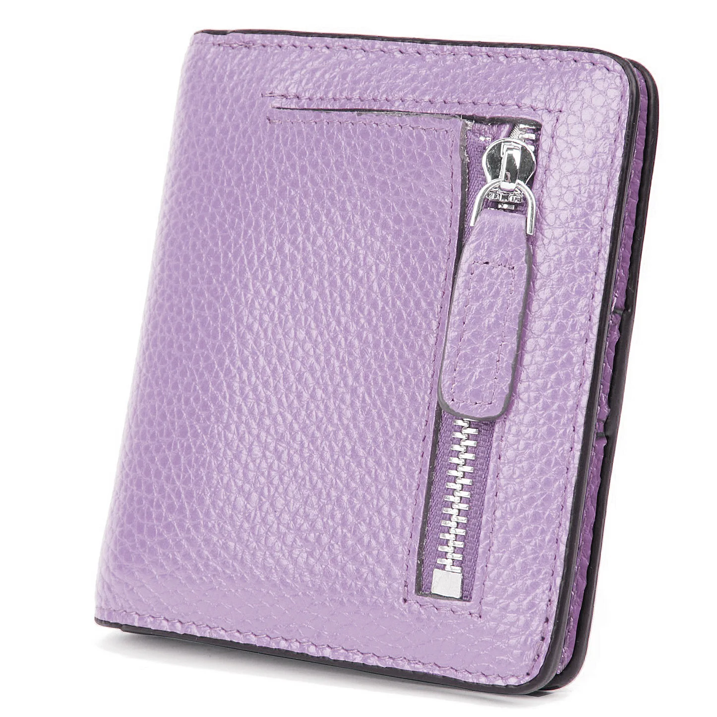 Кожаный женский короткий модный бумажник - Цвет: Pink purple