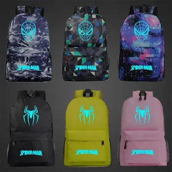 

Blue Luminous Comic Superhero Spider Boy Girl Book School Bag Women Bag Pack Teenagers Schoolbags Men Student Backpack