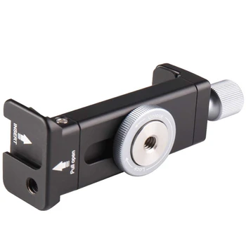 

Adjustable Phone Mount Tripod Adapter - Metal Smart Phone Tripod Holder With Hot Shoe, With Arca Swiss Quick Release Plate For I