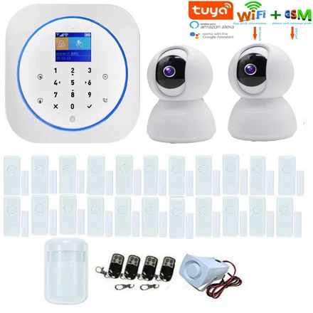 

SmartYIBA Tuya APP WIFI GSM Alarm System Home Security Remote Control Smart Security System Indoor Camera Door/Window Sensor