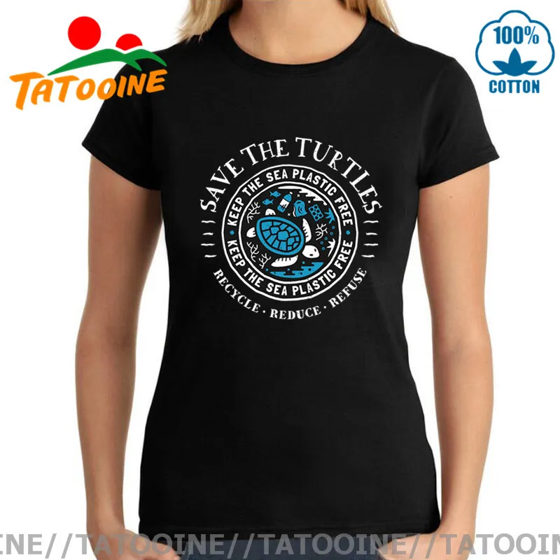 Прямая поставка Camiseta Винтажная футболка с надписью Save The Ocean и A черепаха женская