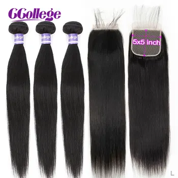 

Malaysian Hair Bundles With Closure 5x5 Lace Closure Straight Bundles With Closure Pre Plucked With Baby Hair Non-Remy
