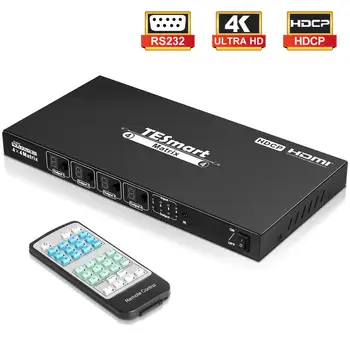 

TESmart HDMI Matrix 4x4 Latest Updated 4k@30Hz Powered 4 in 4 Out HDMI Switch Supports PCM, Dolby AC3, DTS5.1, DTS7.1 and DSD 4
