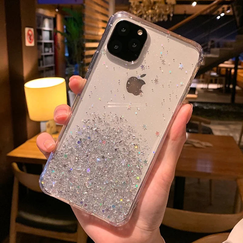 

Epoxy Star Funda for iPhone 11 Pro Max Case On iPhone XR XS Max X Case for iPhone 7 8 6 6S Plus Bling Glitter Silicone TPU Cover
