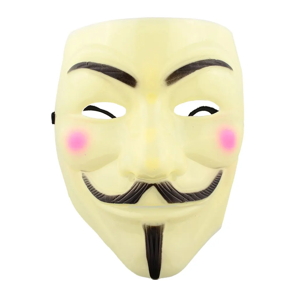 Вендетта Хэллоуин косплей фантазии туалетный V маска Guy Fawkes макияж белый/желтый