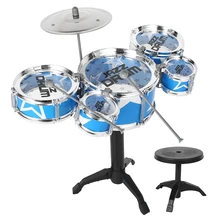 Детский набор для джазовых барабанов, обучающий музыкальный инструмент, 5 барабанов+ 1 тарелка с маленькими барабанчиками