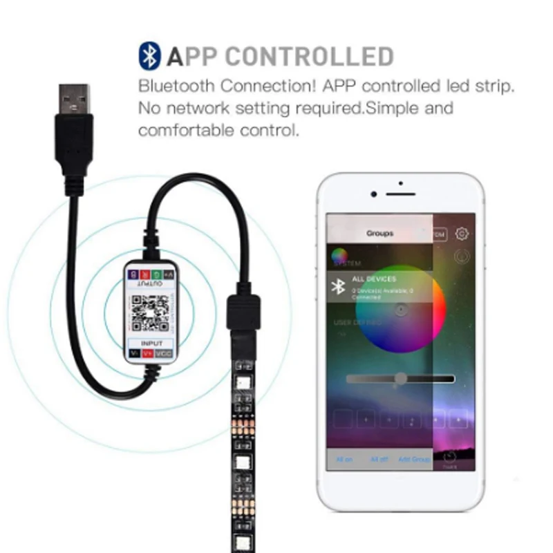 RGB-контроллер для телевизора 0 5/5 м с поддержкой Bluetooth и Wi-Fi | Лампы освещение