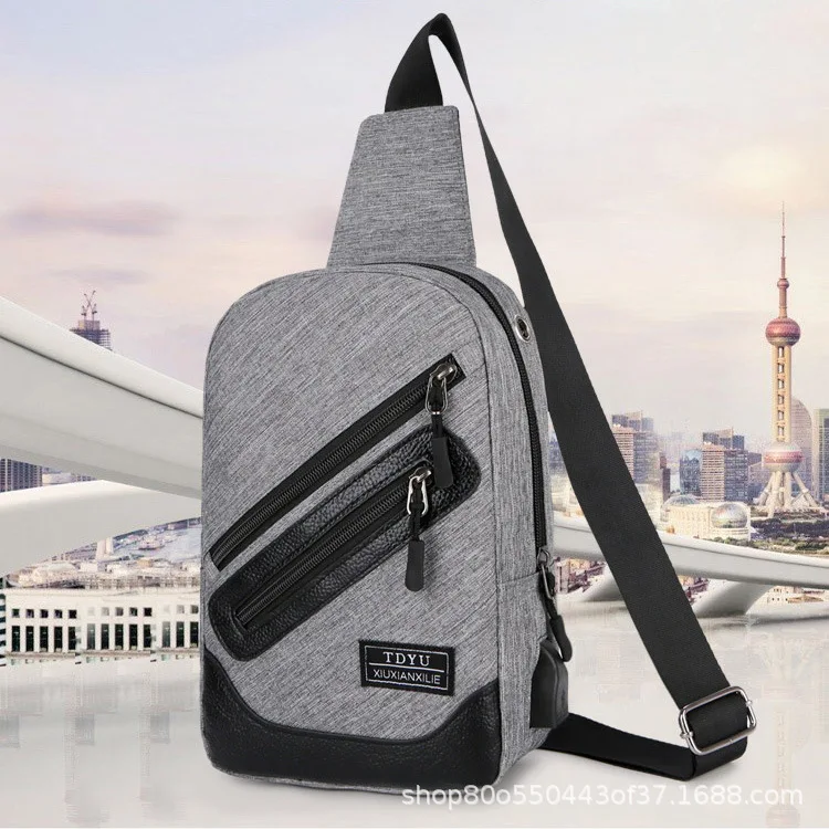 

2019 New Style Men Chest Pack Korean-style Style Multi-functional Water Resistant Oxford Cloth USB Jack