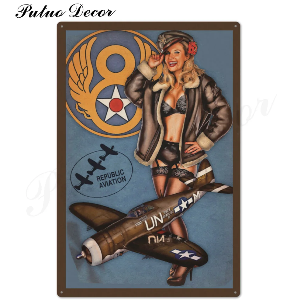 Pin Up Girl Оловянная табличка металлическая винтажная Сексуальная металлическая вывеска Настенный декор для бара паба клуба человек пещера значки в стиле ретро металлическая живопись - Цвет: TH3462