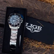 LIGE-reloj analógico de acero inoxidable para hombre, nuevo accesorio de pulsera de cuarzo resistente al agua con calendario, complemento masculino deportivo de marca de lujo con diseño moderno, 2021