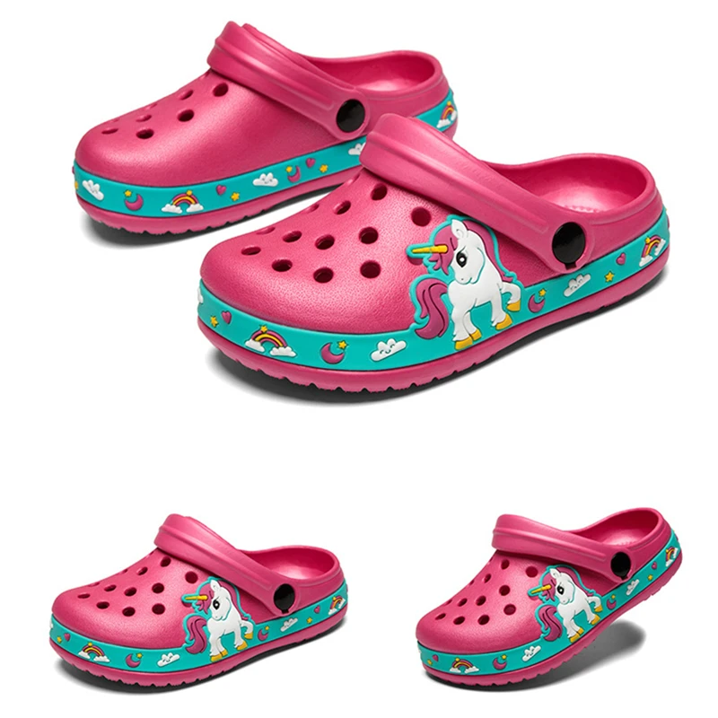 New Kids Unicorn Dinosaur Garden Shoes Beach Flat Sandals Slippers Child Sandals Anti Skid Slipper Summer Hole Shoes