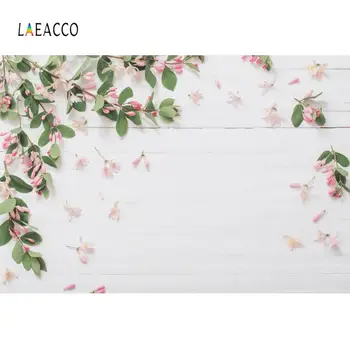 

Laeacco White Wooden Boards Pink Flower Portrait Photography Backgrounds Vinyl Customize Photographic Backdrops For Photo Studio