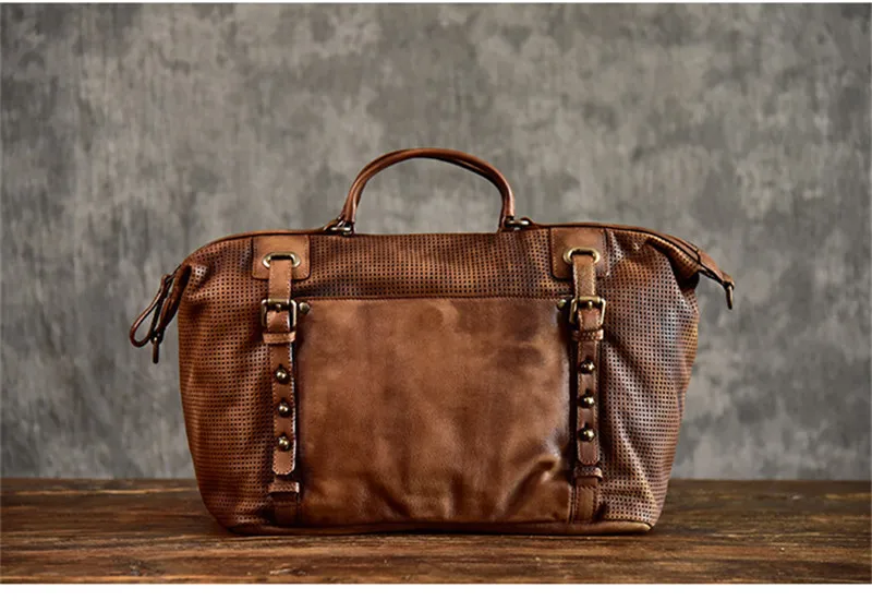 PNDME модный винтажный мужской портфель из натуральной кожи, повседневная дизайнерская Высококачественная Роскошная деловая сумка на плечо для ноутбука - Цвет: Brown