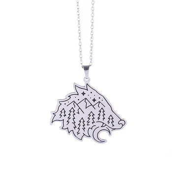 

EUEAVAN 5/10pcs Wolf Animal Necklaces Stainless Steel 316L Men Forest Pendant Necklace Chain Fashion Jewelry Pendants Gift Woman