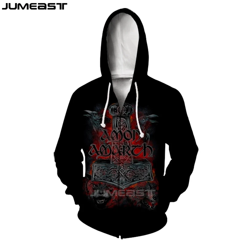 Бренд Jumeast для мужчин/для женщин с 3D принтом Amon Amarth куртка с длинными рукавами спортивный пуловер модные весенние толстовки на молнии