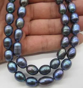 

LONG AAA 9-10MM TAHITIAN BLACK PEARL NECKLACE 32 "14k Gold Clasp