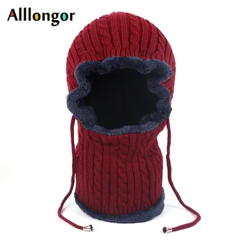 

New 2019 Warm Winter Beanie hat Women knitted Scarf Skull Face Mask Beanies black Unisex bonnet femme hiver Riding Outdoor
