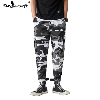 

2020 Spring New Design Men's Camouflage Cargo Pencil Pants Male Slim Fit Streetwear Drawstring Waist Fashion Military Trousers