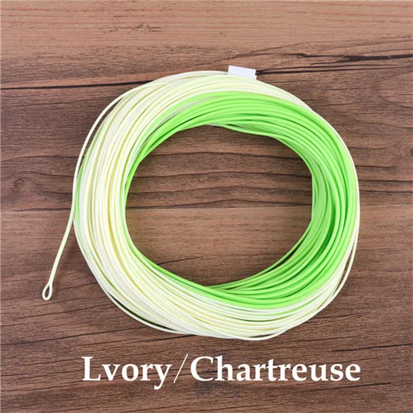 Lvory and Chartreuse Maximumcatch 100FT 3wt-8wt двойной цвет Fly Line WF плавающий с двумя сварными петлями - Цвет: Lvory and Chartreuse