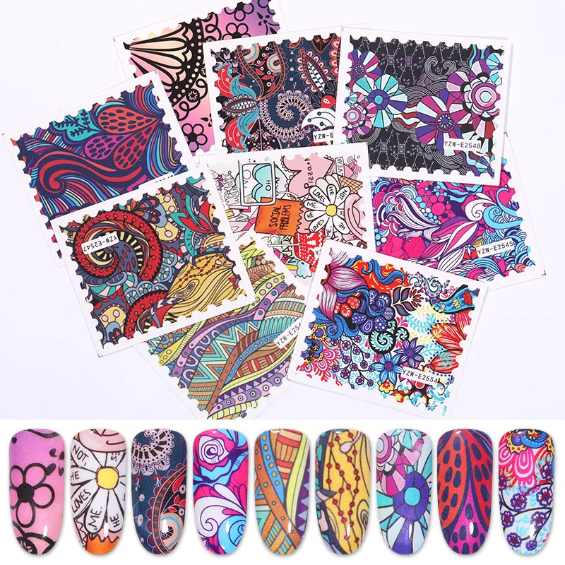 9 листов почтовый штамп Водные Наклейки переводные наклейки для дизайна ногтей