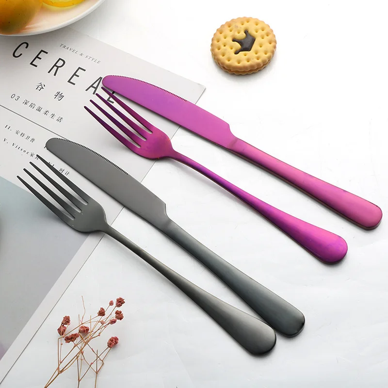 

2019 Stainless Steel Cutlery Flatware Set Spoon Folk Knife Sets Japanese Style Tableware Suit Dinnerware Set Silverware Gift