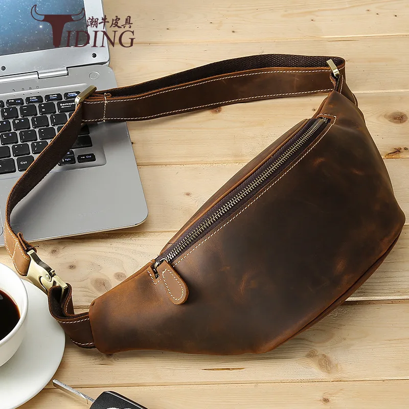

Tiding Hot Sales Retro Cool Horse Leather Wallet Shoulder Bag Men Genuine Leather Outdoor Casual Chest Pack 3021