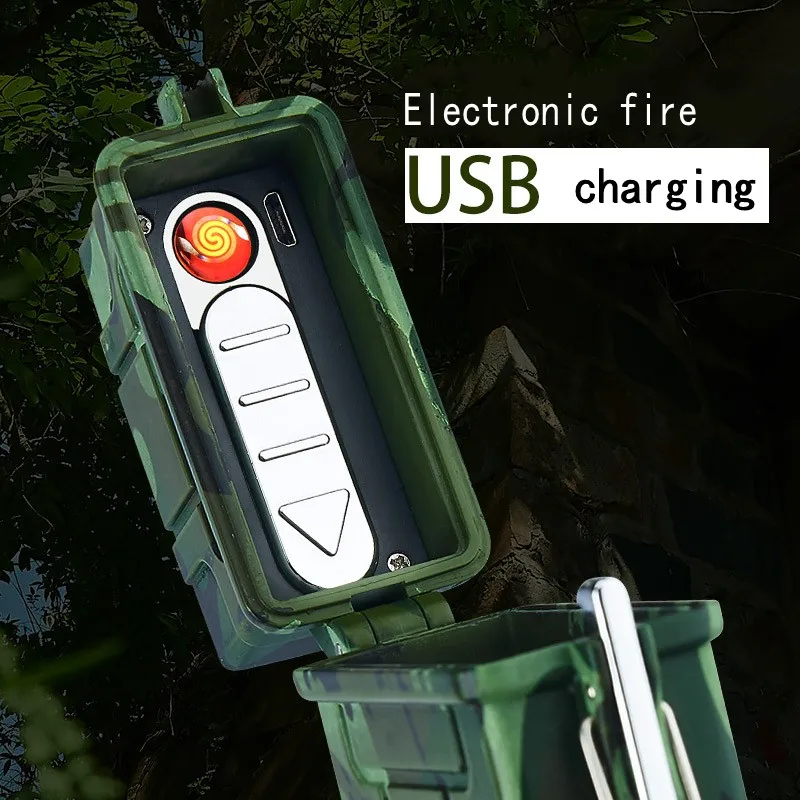 Водонепроницаемый чехол для электронных сигарет с USB уплотнением, с зажигалкой, портативный, для улицы, 20 шт., держатель для сигарет, коробка для сигарет, гаджеты для мужчин