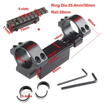 1 шт., крепление для винтовки Airgun 25,4 мм/30 мм, двойное кольцо с фиксатором, 11 мм, рейка, крепление, адаптер с плоским верхом