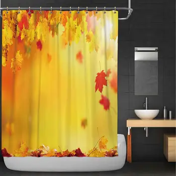 

Autumn Abstract Background with Falling Leaves 100% Polyester, Waterproof Shower Curtain,087159 for Beach,71 in x 79 in