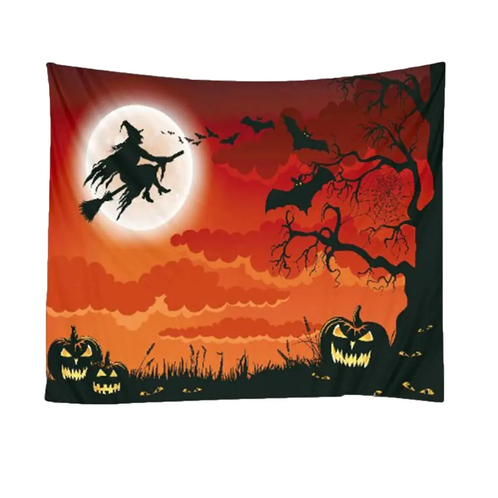 Светло-зеленый Halloween Tapestry Pumpkins Witch pumpkin Print Wall Hanging Tapestry Art Home Decoration Wall Tapestry - Цвет: Светло-зеленый