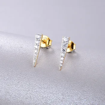

CMajor Sterling Silver Fine Jewelry Zircon S925 Silver Plated 18k Gold Temperament Fashion Gold Color Stud Earrings for Women