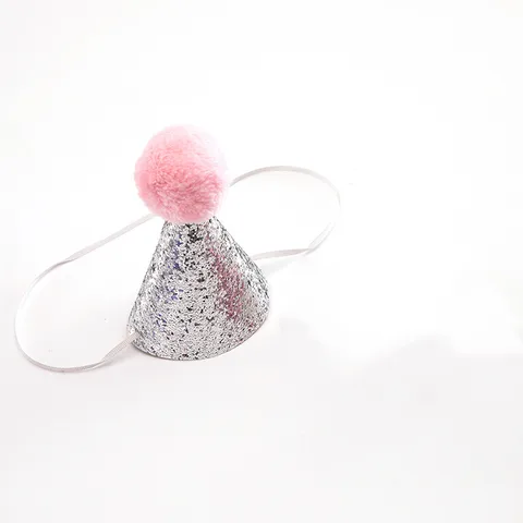 White Glitter Baby Birthday Hats with Pompom Princess Crown Hat  First Birthday Baby Crown Party Decor Newborn Headband