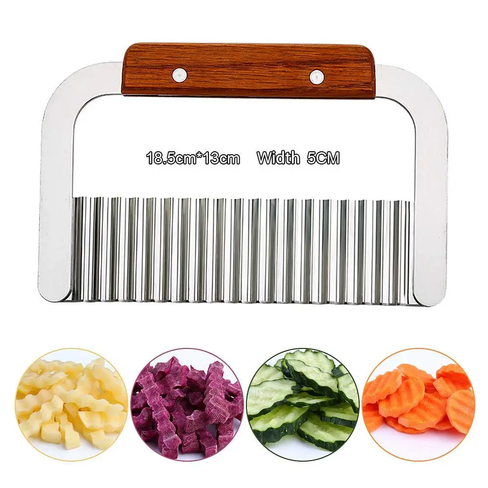 Kitchen Crinkle Chip Cutter Stainless Steel Wavy Potato Chip Cutter Kitchen Gadget Cutting Tool for Carrots Cucumbers