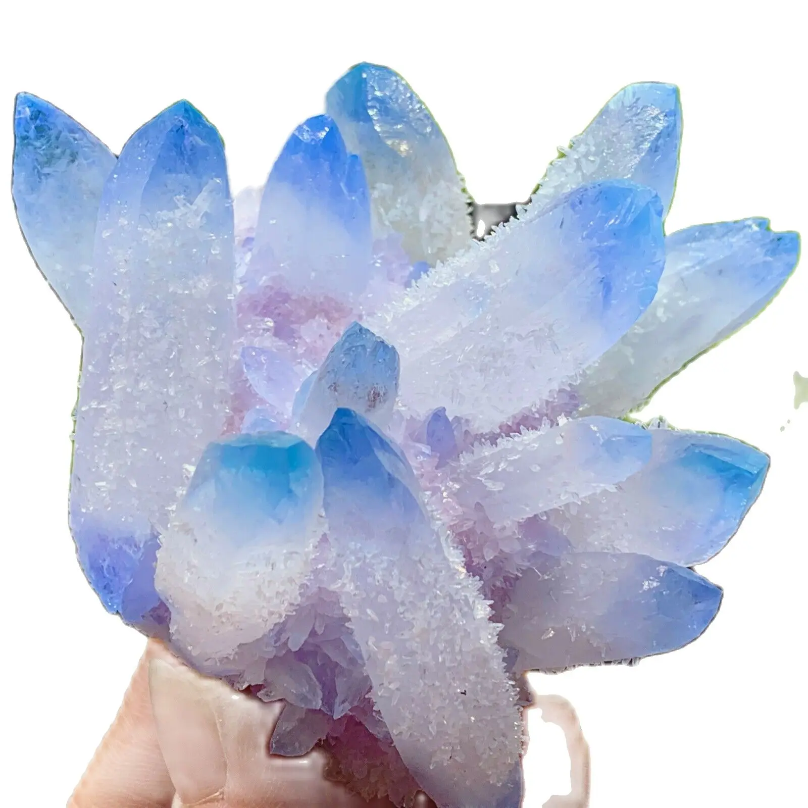 

New Find sky blue Phantom Quartz Crystal Cluster Mineral Specimen Healing