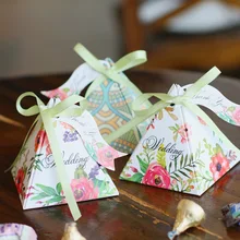 10 шт. riangular Пирамида коробка конфет Baby Shower вечерние подарки коробки, свадебные сувениры для гостей Свадебные украшения