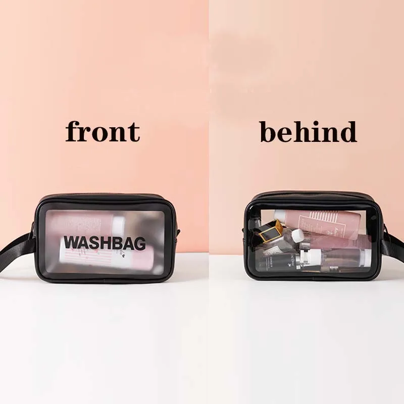 3pcsset Large Capacity Pu Frosted Waterproof Cosmetic Bag Women Travel Portable Makeup Organizer Toiletry WashBag Zipper Bag