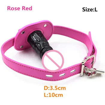 Sex Silicone Dildo Mouth Gag Toys with Leather Strap Locking Buckles For Couples Adults Games Slave Role Play Bdsm Bondage 4