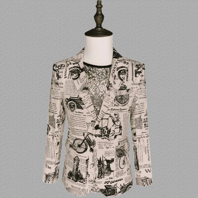 Style F YUSHU, модный мужской костюм с принтом, пиджак, свадебные, банкетные, вечерние, Блейзер, Hombre Masculino, приталенный, мужские блейзеры - Цвет: Style F