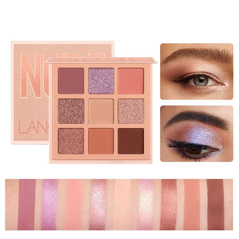 Langmanni Nude Eyeshadow Makeup Palette Matte Lasting Waterproof Non-Flying Powder Makeup Cosmetics eye shadow eye shadow plate 9 Colors