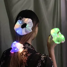 

2022 Girls LED Luminous Scrunchies Hairband Ponytail Holder Headwear Elastic Hair Bands Multicolor Hair Accessories For Girls