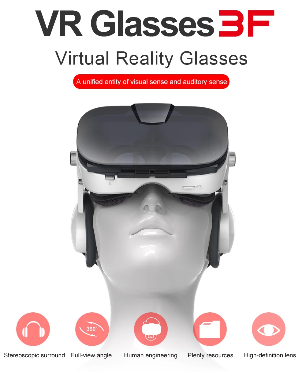 3D Virtual Reality Headset Glasses Compatible for Android iOS iPhone