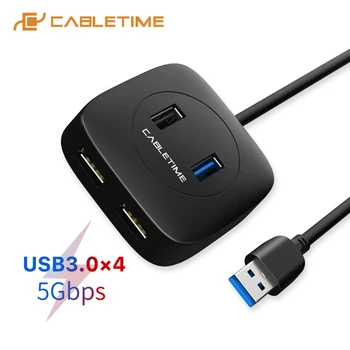 

CABLETIME 4 in 1 USB Hub Type C to USB 3.0 5Gbps data Transmission for Laptop Matebook Keyboard USB C Adapter C369