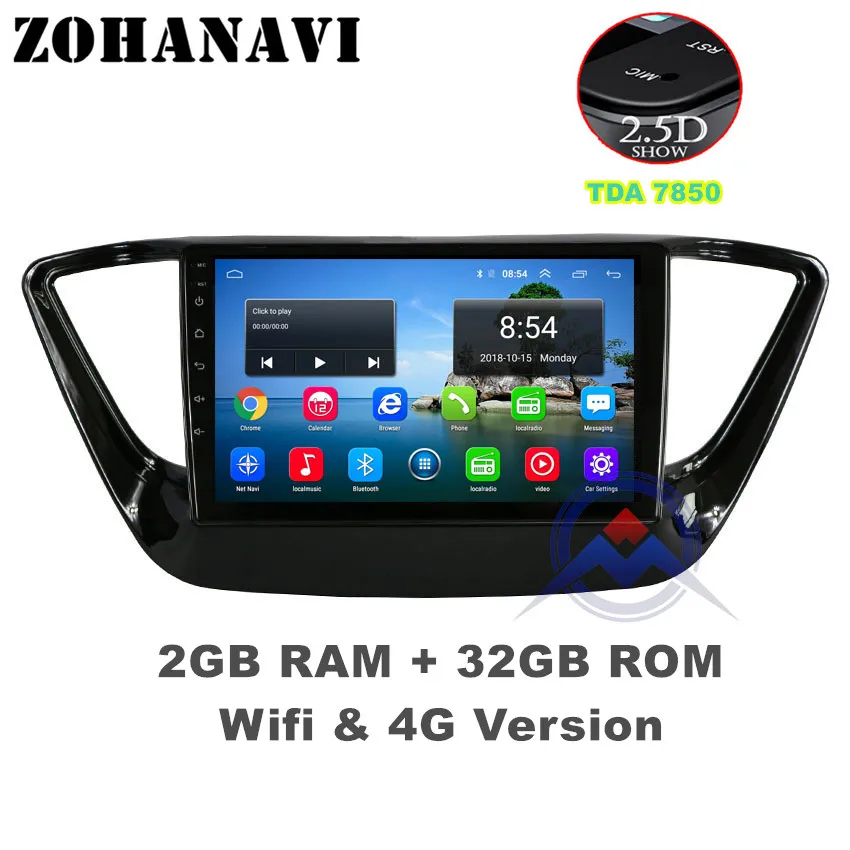 ZOHANAVI 2.5D ips Android 9,0 автомобильный DVD мультимедийный плеер gps для hyundai Verna Solaris аудио Радио Стерео навигация - Цвет: 2G  32G Radio