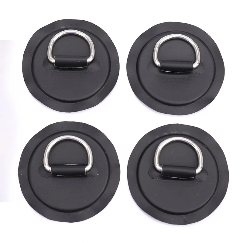 4pcs Surfboard Boat Pvc Patch D Ring Deck Rigging Sup Round Ring Pad Kayak D Buckle Black And White
