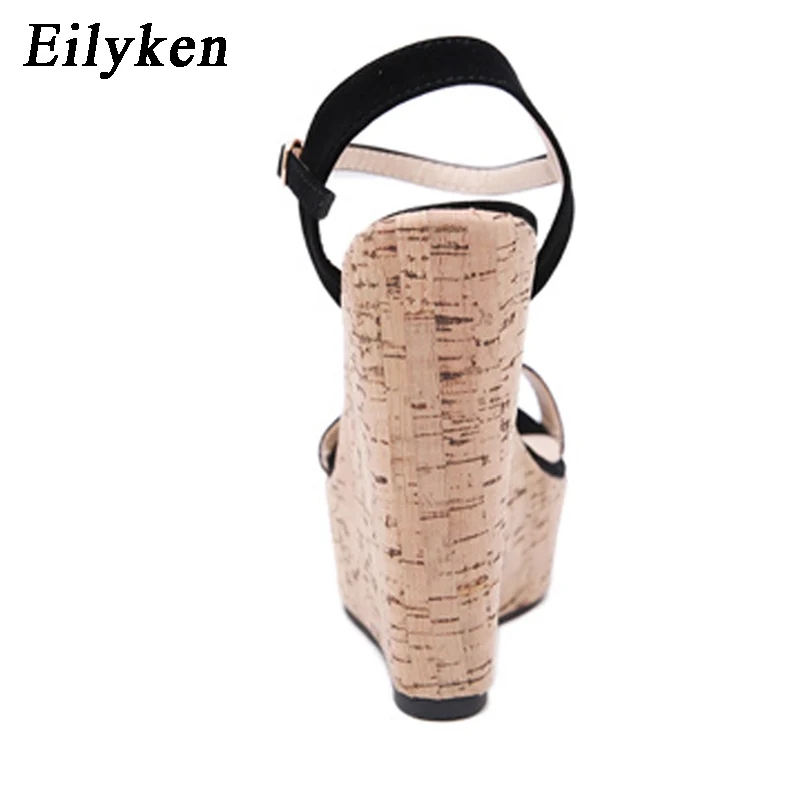 Eilyken/летние модные женские босоножки на танкетке с открытым носком Обувь для