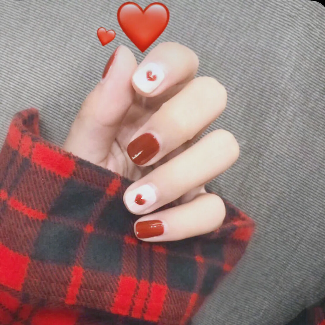 253-мягкий красный маленький AI Heart для девочек, милый поддельный относится к маникюру, патч, Короткая коробка