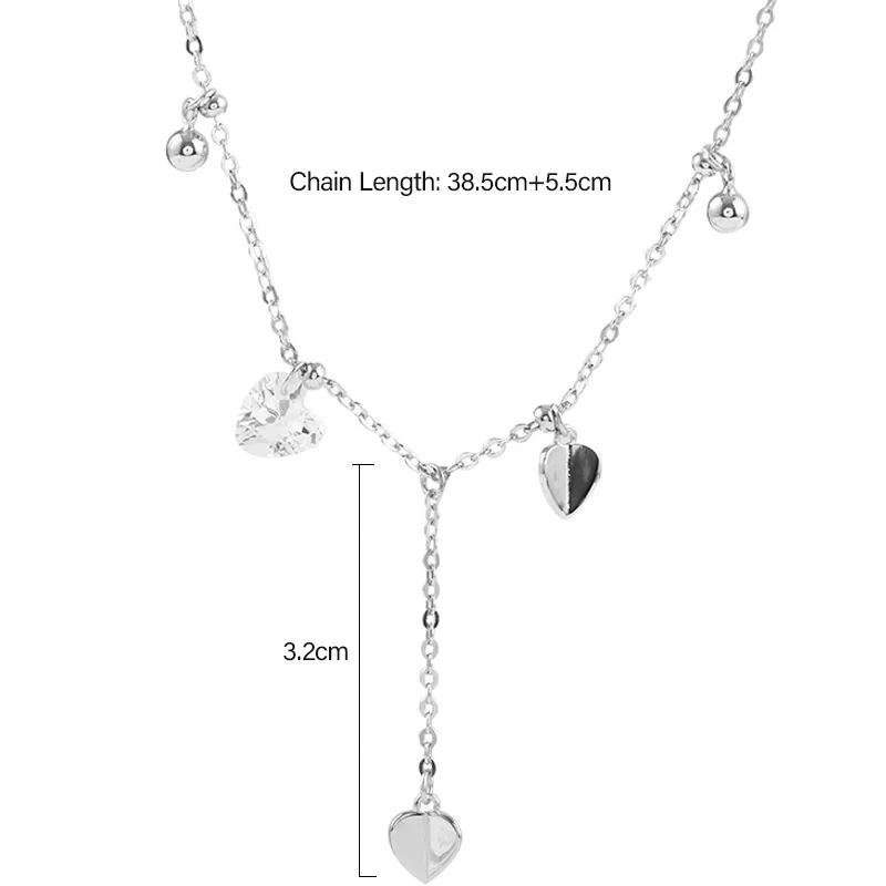 ANENJERY Danity 925 пробы Серебряное ожерелье с кисточкой в виде сердца для женщин колье ожерелье Свадебные ювелирные изделия S-N474