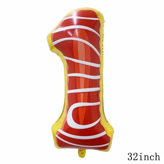 32Inch Donut Digital Foil Balloon Fruit Ice Cream Helium Balloon Birthday Party Decoration Kids Toy Sweet Digital Balloon Showe as picture