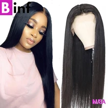 BINF перуанские прямые Средний коэффициент "13X4" Кружевные передние человеческие волосы парики предварительно выщипанные с детскими волосами не Реми волосы для женщин цвет 1B