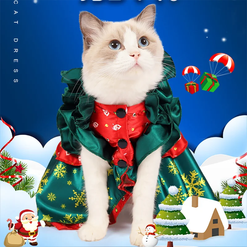 Christmas Cat Costumes Cloak Funny Santa Claus Clothes For Small Cats Dog Xmas New Year Pet Clothing Winter Kitty Outfit | Дом и сад